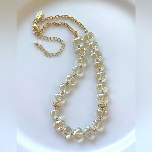 ANN TAYLOR Loft- Crystal & Gold Necklace, Sparkly, Like New, Excellent, 18.5”